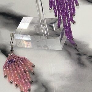 Pink & Purple Mini Fringe Earrings
